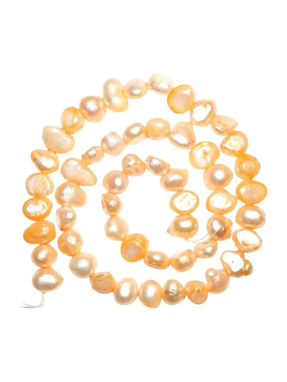 NP320 Orange 6mm - 8mm Cultured Freshwater Flat Potato Pearl Beads 15